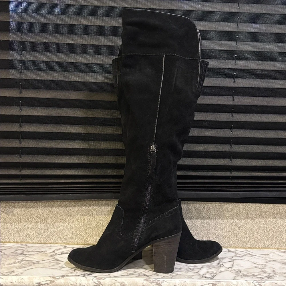 Dolce‎ Vita Ohanna Black Suede Over the Knee Round Toe Block Heel Boot WN 11